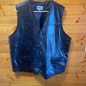 Ashburn Mens Black Genuine Leather Patchwork Motorcycle Biker Western Vest XXL